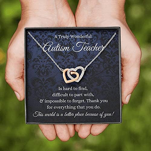 Nakit za karticu, ručno izrađena ogrlica - personalizirani poklon za zaključavanje srca, poklon za nastavnikom autizmom, specijalni