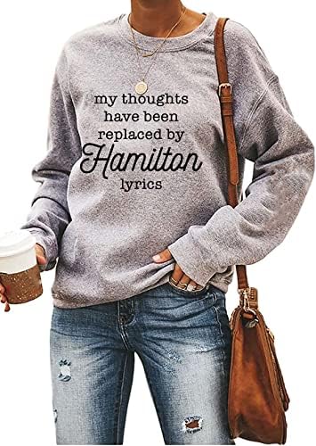 Yimoya Womens Hamilton Lyrics Dukseri dugih rukava Podignite se Glazbeni puloveri Grafički džemper