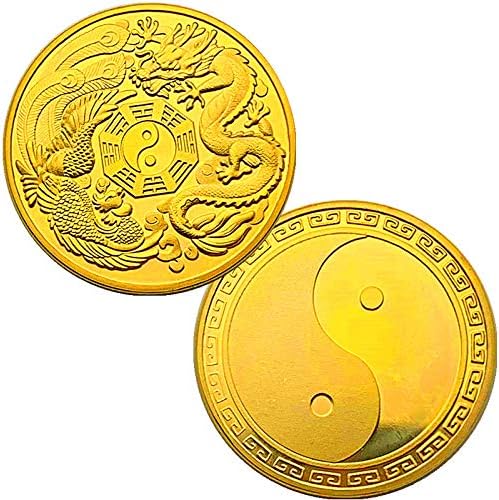 CryptoCurrency Chinese Dragon i Phoenix Tračevi kovanice Gold-pozlaćeni komemorativni novčići kopiraju kovanice sa zaštitnim futrolom