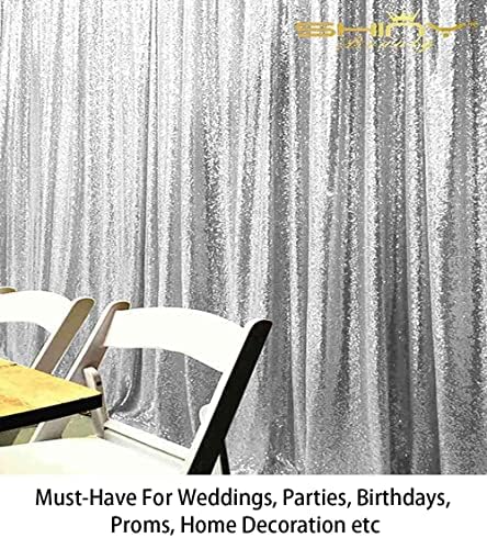 Sequin Backdrop 4x10ft srebrne zavjese sa šljokicama 2 ploče vjenčane zavjese svjetlucave pozadine zavjese za zabave pozadina fotografije
