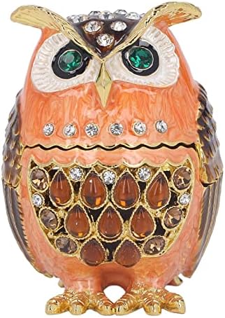 Owl sirnatična kutija Metalna ručno oslikana figurica nakit za figurine emajlirane kristale na minđuše ogrlice za skladištenje spremnika
