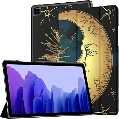 Slučaj za Galaxy Tab A7 10,4 inča 2020 Shell Custom poklopca SM-T500 / T505 / T507 Premium PU kožna tableta Zlatno sunce Moon lice.