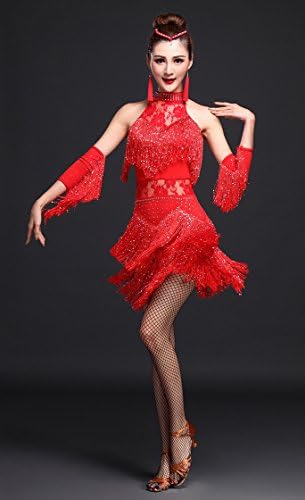 Ellydoor Womens Latino plesna haljina sekvencena rub plesača za ples za ples