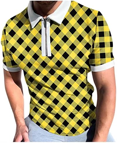 Velike majice za muškarce muške proljeće ljeto kratki rukav sa zatvaračem rever karirani Print Casual majica Top Muška T