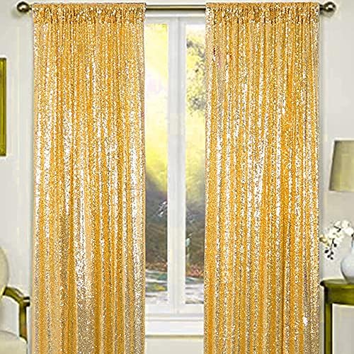 WISPET zlatne zavjese u pozadini sa šljokicama 1 ploča 10FTx10FT Glitter Gold Photo Backdrop draperije zavjese za vjenčanje beba za