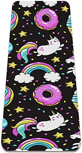 Siebzeh Cartoon Unicorn donut Rainbow Star Black Premium Thick Yoga Mat Eco Friendly Rubber Health & amp; fitnes non Slip Mat za sve