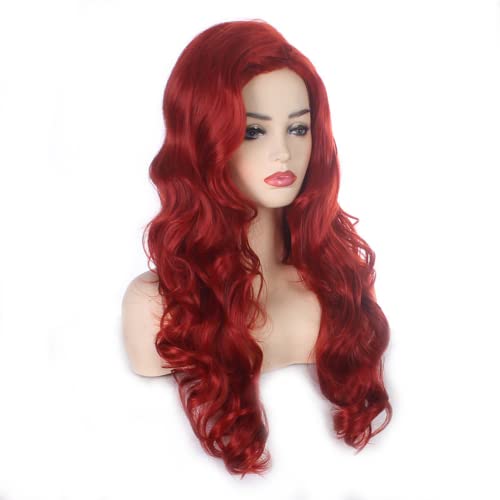 Deifor duga valovita perika prirodna toplotna Sintetička kosa crvena narandžasta perika za žene i djevojke Cosplay