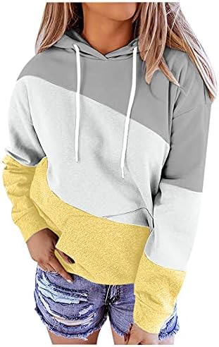 Žene Ležerne dukseve s dugim rukavima Pulover modni patchwork ispisane labave majice Overselizirana bluza s kapuljačom