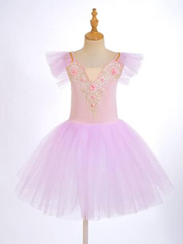 Feeshow Girls Kids Spaghetti rame za rame Balet ples Leotards Ice klizanje Tutu haljina Ballerina