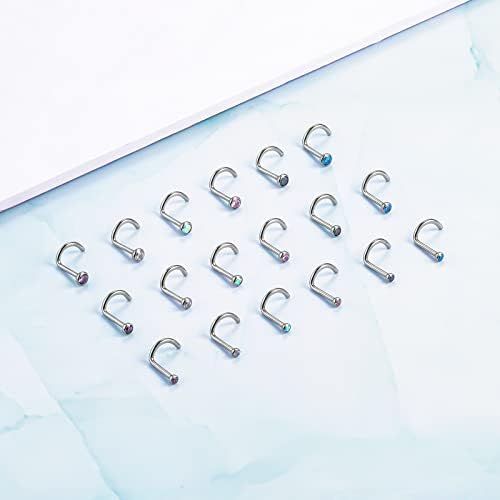 6kom G23 čvrsti titanijumski klinovi za nos 18G 20g zavrtnji u obliku prstena za nos Press Fit 2mm 2.5 mm 3mm CZ klinovi za pirsing