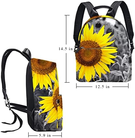 Tbouobt kožna putni ruksak lagani laptop casual ruksak za žene muškarci, suncokretovo polje