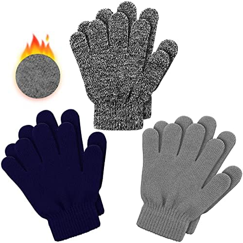 Cooraby 3 parovi dječije zimske magične rukavice zgušnjavaju pletene kašmirske tople rukavice za djecu rastezljive uniseks rukavice