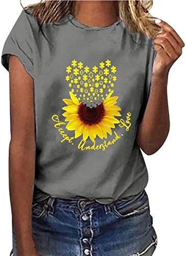 Akollsppnsy majice za žene suncokret ljetni kratki rukav o vratnim košuljem plus-size radne komunalne usluge žene vježbe