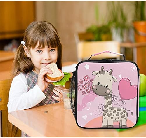 Mnsruu torbe za ručak za dječake i djevojčice, Slatka životinjska crtana Žirafa za višekratnu upotrebu izolovana kutija za ručak termo Meal tote Kit, Organizator hladnjaka za ručak sa podesivom naramenicom