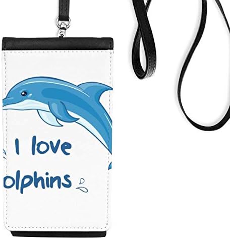 Volim delfini ilustriraju telefon novčanik torbica viseći mobilni torbicu crnog džepa