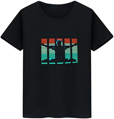 Vrh za muškarce Party Disco DJ zvuk aktivira LED svjetlo gore i dolje treperi sjajne štampane Crewneck Kratak rukav T Shirt