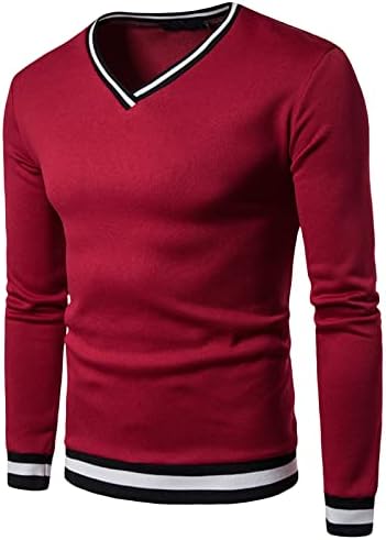 Muški pulover s dugim rukavima V-izrez pamuk kontrast Stitch dukseri Classic Essential Cashmere vuneni džemper