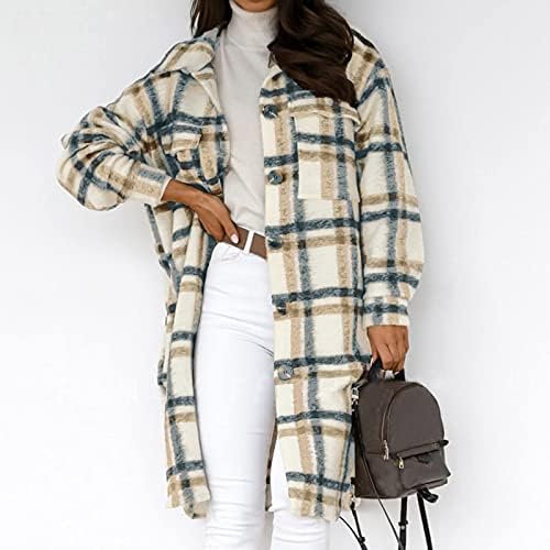 Tunuskat jakna za jaknu Žene Ležerne prilike na dugih rukava Flannel majica Fall Spring rever gumb dolje kardiganski kaputi labavi fit