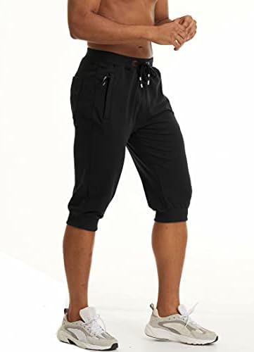 MAGCOMSEN muške 3/4 Jogger kapri pantalone sa džepovima sa patentnim zatvaračem do koljena trening šorc za trening