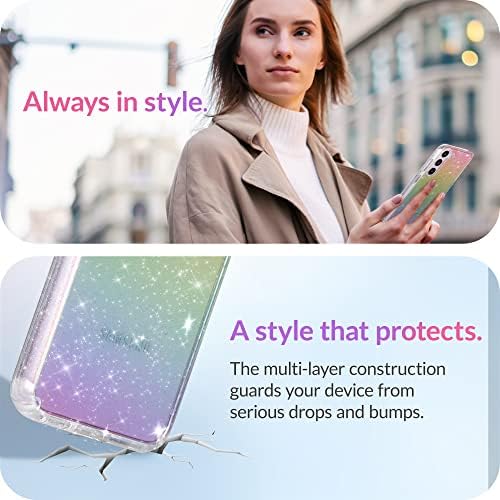 LONLI [5 u 1] Za Samsung Galaxy S23 5G-JIC Bundle - iridescentna svjetlucava čvrsta futrola za telefon za žene + 2x Zaštita ekrana 2X zaštita kamere