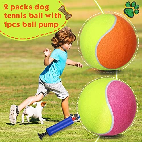 2 Pack Giant Tenis lopta za pse 9,5 inča na napuhavanje velikih teniskih kuglica Veliki teniski kuglica Jumbo kugla za pse prevelike teniske kuglice za pse zabavne kuglice za igračke pse za igranje