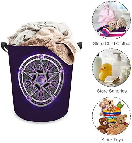 Purple Wicca Wiccan velika korpa za veš torba za pranje sa ručkama za koledž spavaonica prijenosni