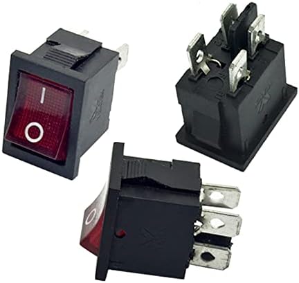 5pcs KCD1-104 Plastični LED rocker prekidač 6A 250VAC 4 PIN na isključenom DPST 12V 220V zasum za zatvaranje 15x21mmm