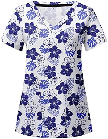 Modni Dresovi za njegu ženski piling vrhovi cvjetni uzorak kratki rukav medicinska sestra radna odjeća labavi kroj bluze s V izrezom