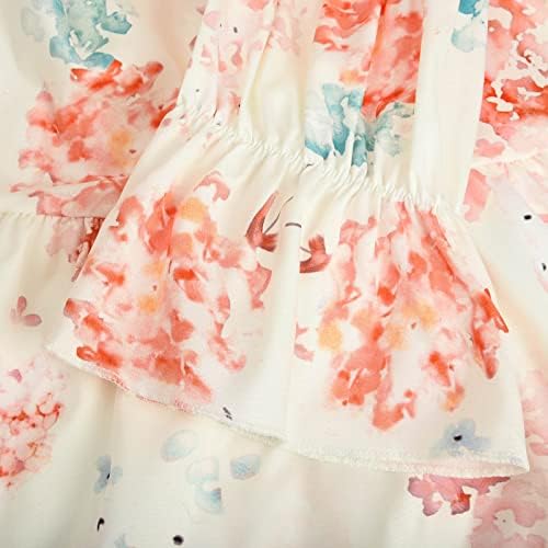 Ruziyoog ljetna haljina za žene s ramena dugih rukava Casual Maxi haljine sa cvjetnim printom smotane široke lepršave haljine A kroja