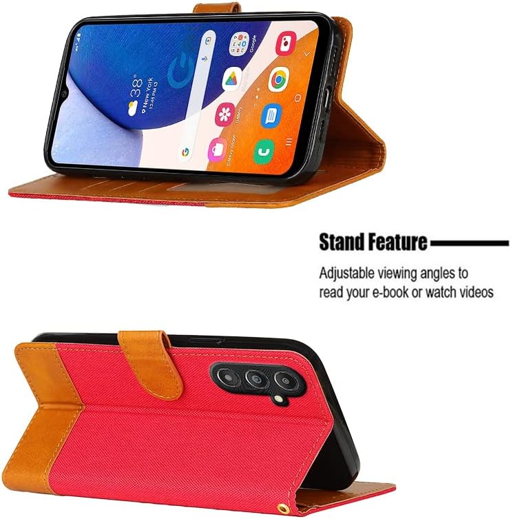 SUPWALL Flip Case dizajniran za Samsung Galaxy A14 5G | PU Koža Folio novčanik poklopac | držač kartice Slots Stand funkcija / knjiga stil sklopivi slučaj / Crna