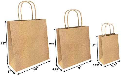Smeđe papirnate vrećice sa ručicama 75 kom - male srednje velike veličine - ojačane dno i ručke - ekološki prihvatljivi - skupno poklon