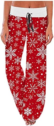 RUZIYOOg božićne joge hlače za žene visoke struk crtež ravne široke ležaljke hlače Ležerne vježbanje trkača