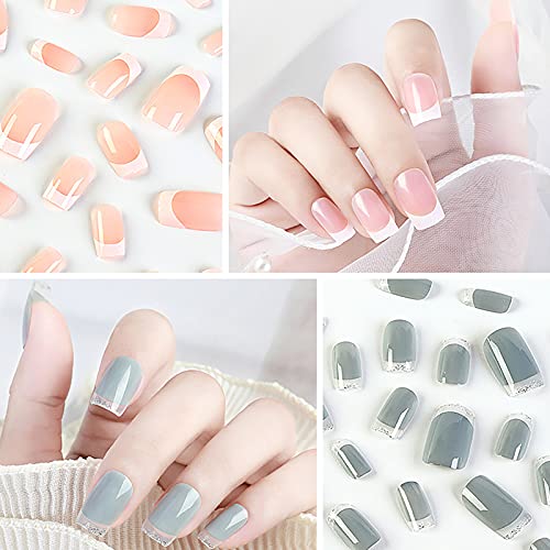 Press on Nails Komplet alata - 24kom lažni nokti sa 3D dizajnom umjetnih noktiju sa ljepilom i turpijom za nokte za žene za Nail Art dekoraciju