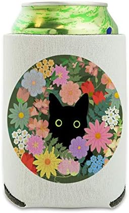 Crna mačka skriva se u proljetnom cvijeću može hladnije - rukav pijan zagrljaj srušio izolator - držač izolirana pića
