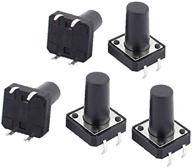 X-dree 5pcs 12mmx12mmx16mm Panel PCB Trenutak kontakta okrugli crni gumni gumb Power prekidač 4 terminala (5pcs 12mmx12mmx16mm panel