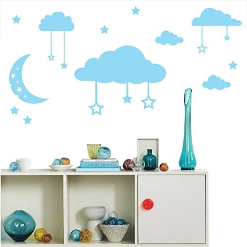 Oblaci Moon i zvijezde Vinilne zidne naljepnice Domaći dekor za dječju sobu Dječji rasadnici Mesel Mural AD05