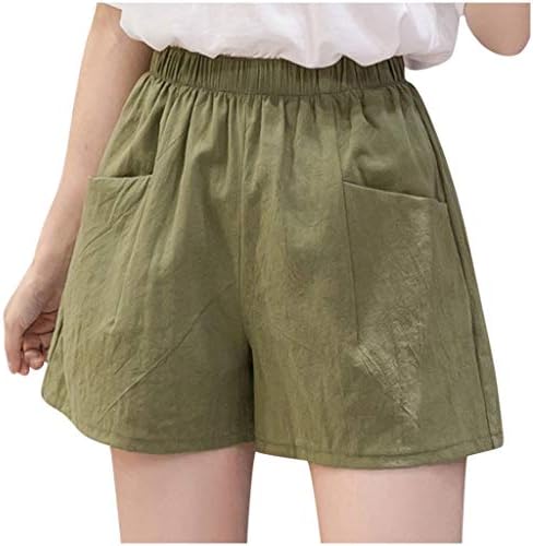 Qifen posteljine kratke hlače za ženske kratke kratke hlače sa džepovima sa džepovima Djevojke široke noge opuštene kratke hlače