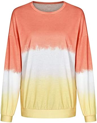 Žene casual crewneck duksev gradijent Contrast Color-Block pulover vrhovi plus veličine Trendi 2023 modne bluze