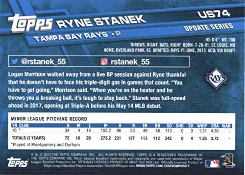 2017. Ažuriranje topps US74 Ryne Stanek RC Rookie Tampa Bay Rays