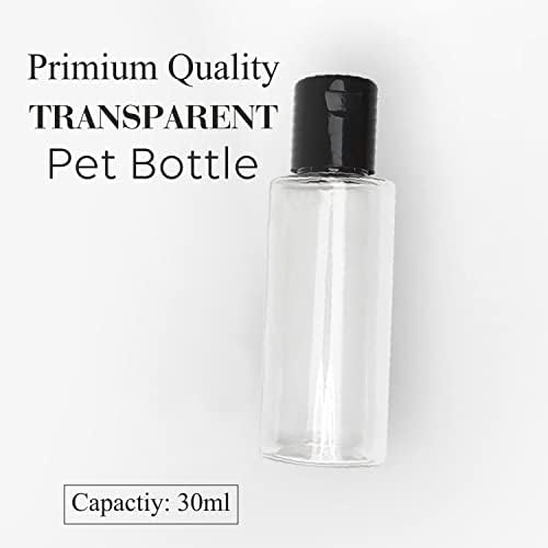 Zenvista 30ml / 01oz pakovanje od 03 prozirne PET bočice sa crnim preklopnim vrhom, flaša za jednostavno nošenje, bočica za putne