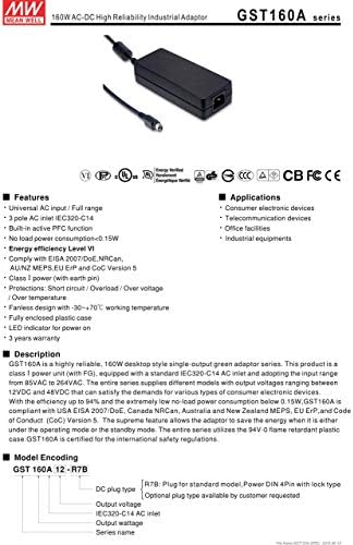 MW znači dobro GST160A24-R7B 24V 6.67A AC / DC visoki pouzdanost Industrijski adapter