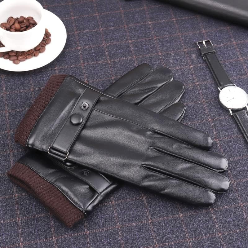 N / A muške kožne rukavice Winter Plus baršun zadebljane za vožnju i biciklizam neklizajuće Vjetrootporne rukavice na dodir