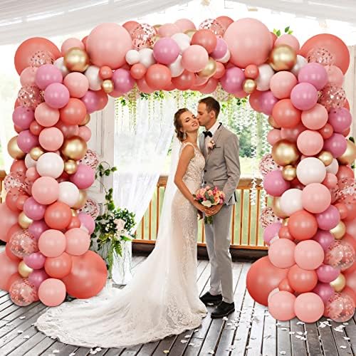 RUBFAC 147kom baloni od ružičastog zlata Garland luk zlatni i ružičasti baloni i roze konfeti baloni Garland luk komplet za svadbeni tuš dekoracija za zabavu