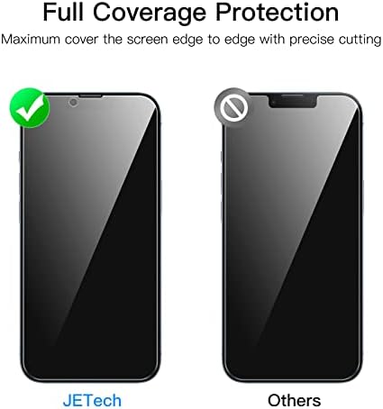 JETech Privacy Zaštita ekrana pune pokrivenosti za iPhone 14 6,1-inčni sa zaštitom sočiva kamere, Anti-špijunski Film od kaljenog stakla, po 2 pakovanja