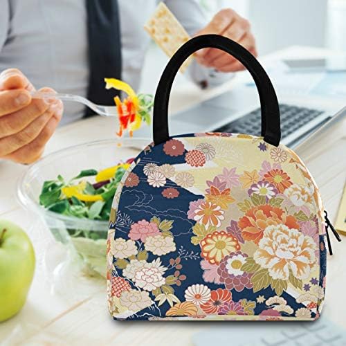 Japanski kimono motivi Flower Javor torba za ručak za žene muškarci dijete izolovana kutija za ručak tote torba za višekratnu upotrebu