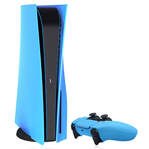 Morrico PS5 Sky blue faceplate shockproof shell, PlayStation 5 futrola za zaštitu od ogrebotina i prašine za dodatnu opremu za zamjenu poklopca konzole, izdanje diska, jednostavan za instaliranje, nije potreban alat, sky blue