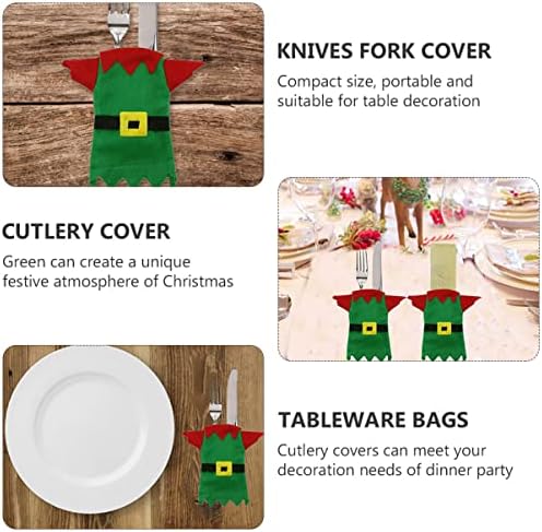 Valiclud 1 set s torbama za materijal, džepovi zelene viljuške za pribor za jelo za ruci poklopci poklopca za večeru za večeru torbica