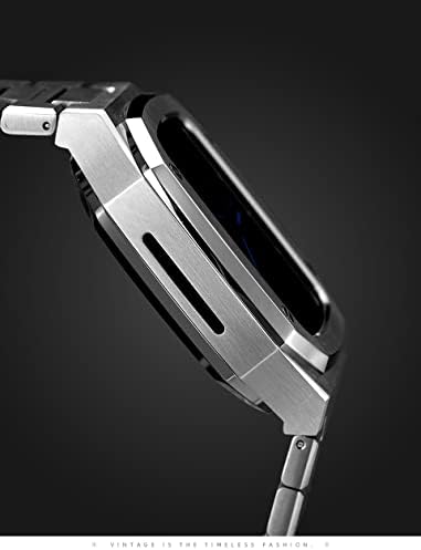 CNHKAU nehrđajući čelik, gumeni remen i futrola, za Apple sat 45mm 44mm 41mm serije za iWatch modifikaciju Metal Bezel