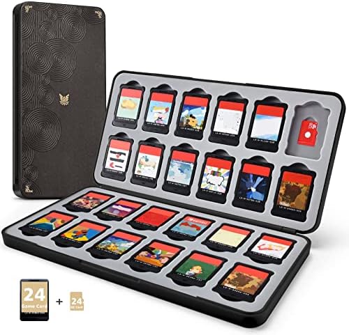 Switch Game Case Compatible  sa Nintendo Switch Games & amp; Micro SD kartice, FUNLAB Switch Game Holder Case Case sa 24 Game Card skladištem za Zelda fanove - Brown Black