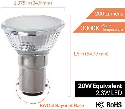 Newhouse rasvjeta GBF - 2320 moderna GBF baza LED sijalica lifta 2.3 W BA15D, zamjena halogena, 200 lm, 12V, 3000K